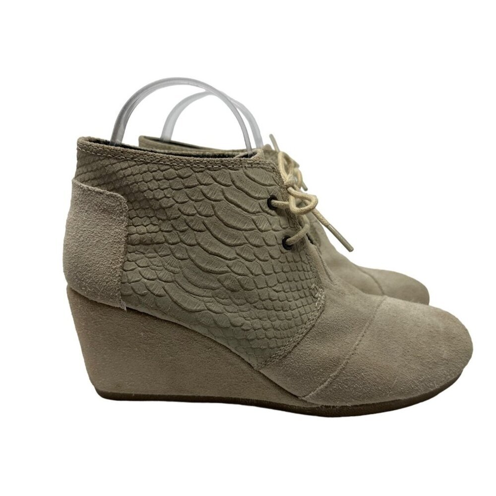 TOMS Snakeskin Texture “Desert Wedge” Booties Size 9